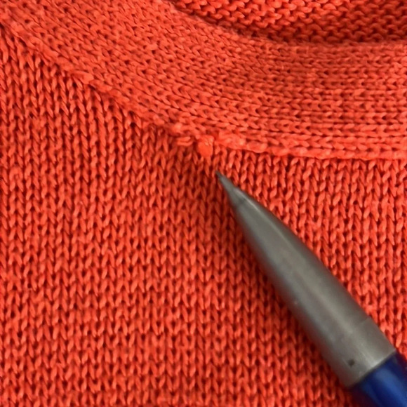 Eileen Fisher Organic Cotton Hi Lo Pointelle Sweater in Persimmon - Size Small - Picture 5 of 6